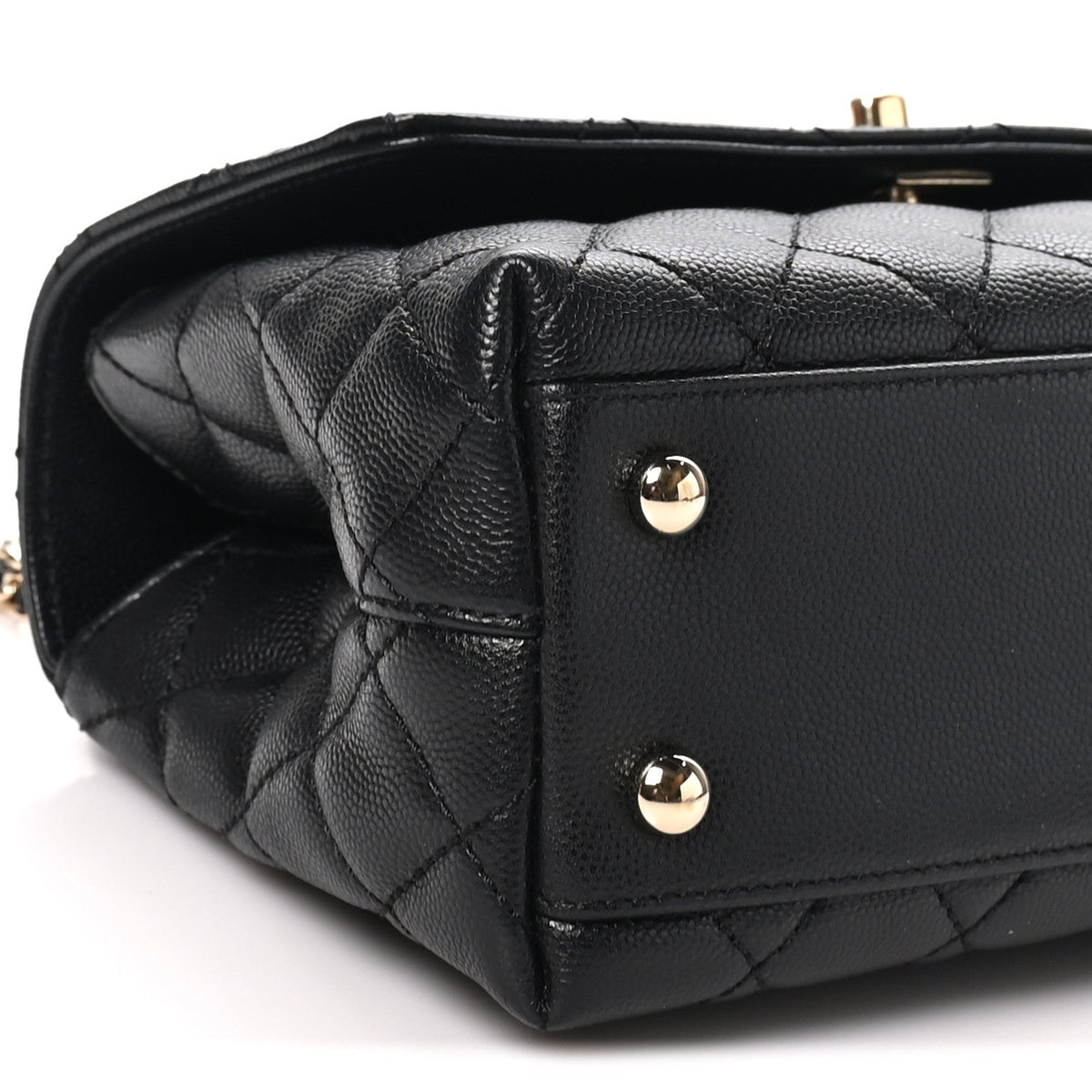 Caviar Quilted Lizard Embossed Mini Coco Handle Flap  Black