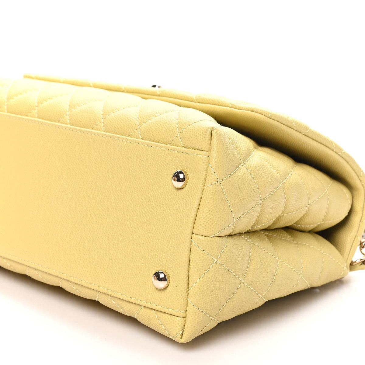 Caviar Quilted Small Coco Handle Flap Yellow