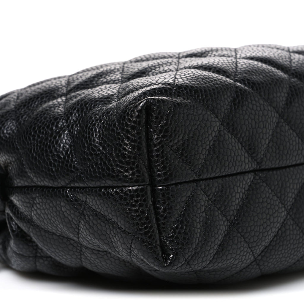 Shiny Caviar Quilted Large Bowling Bag Black Black