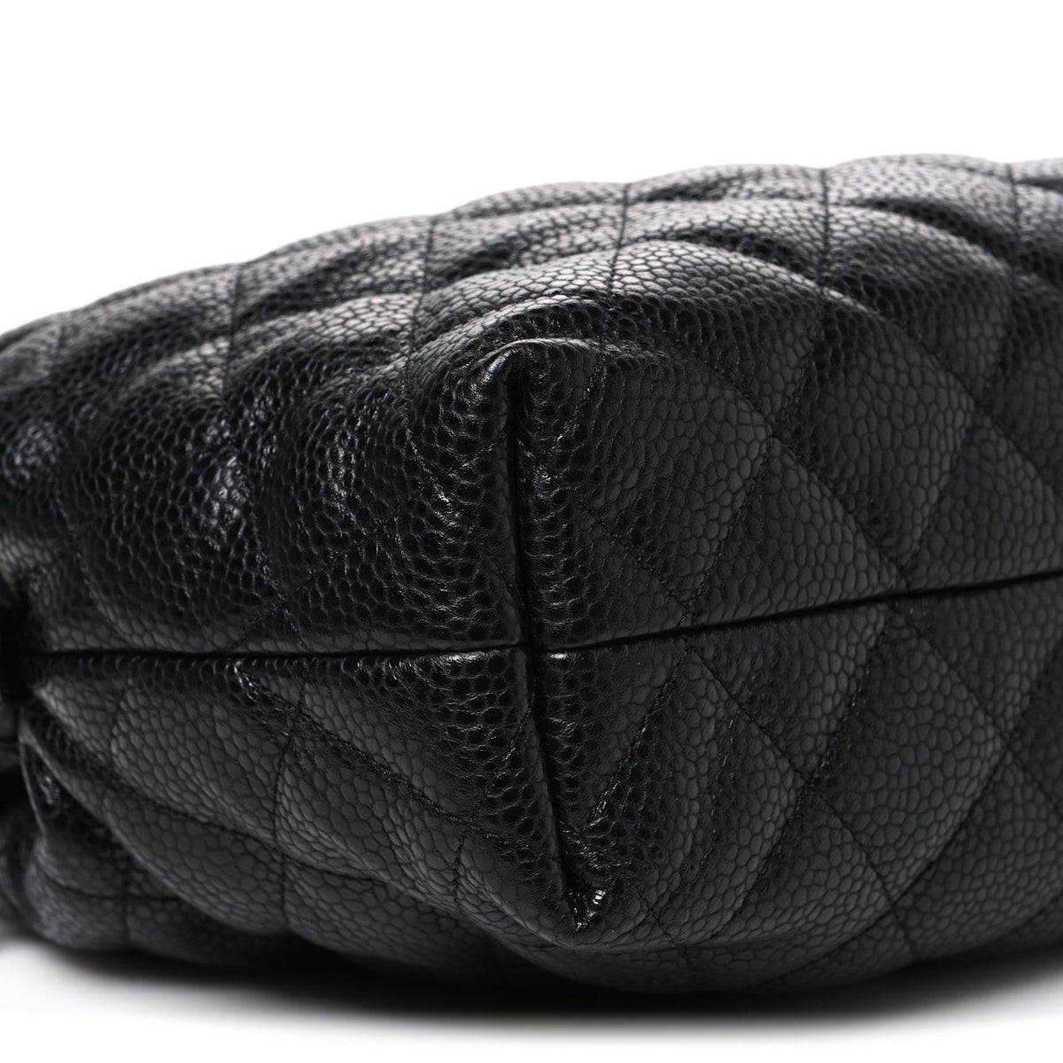 Shiny Caviar Quilted Large Bowling Bag Black Black