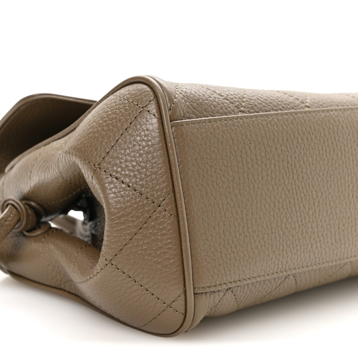 Grained Calfskin Stitched Urban Essentials Small Shopping Bag Dark Khaki