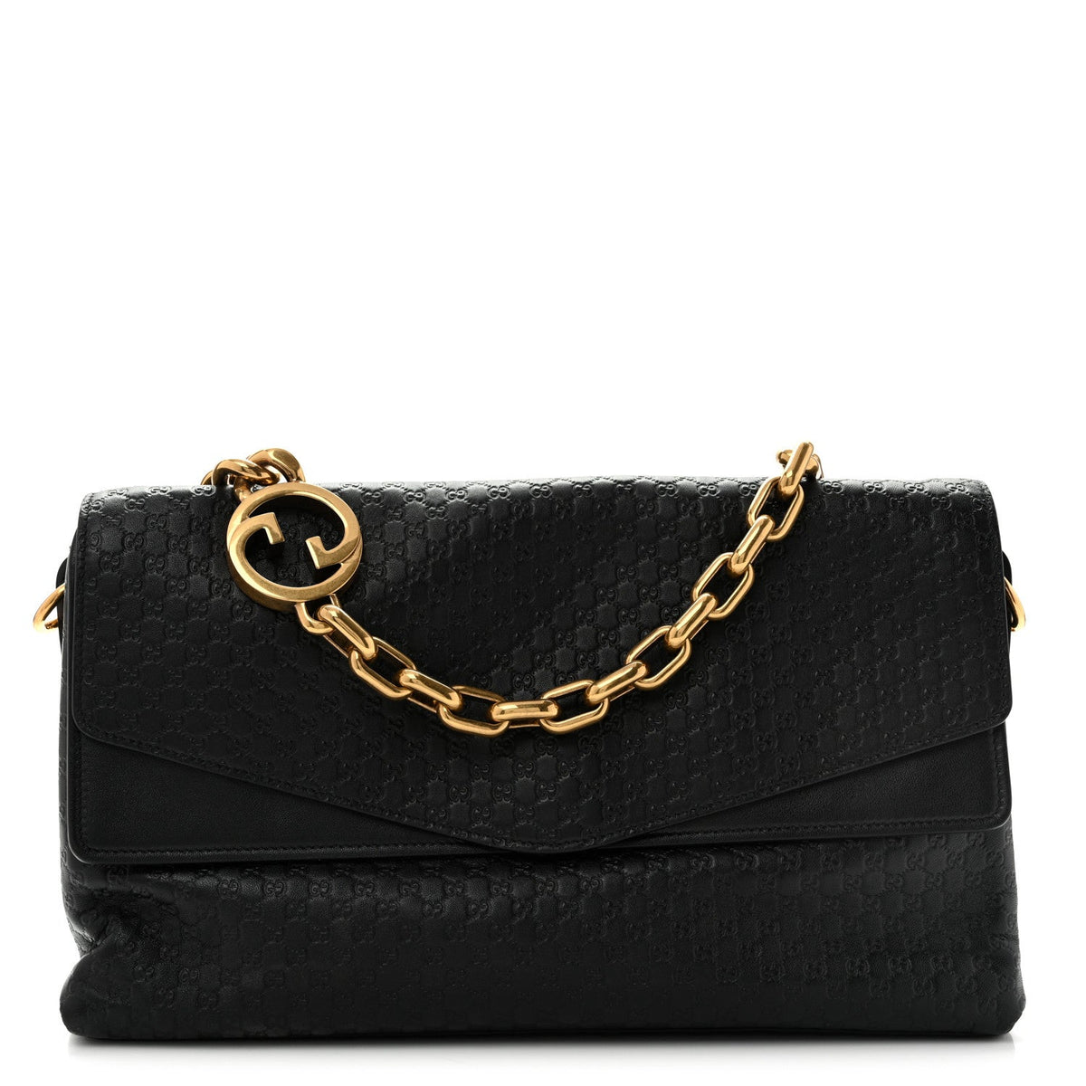 Micro GG Calfskin Large Chain Shoulder Bag Black