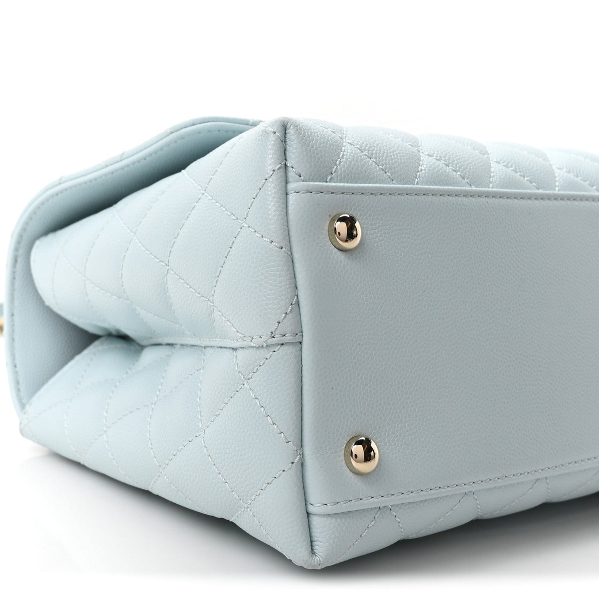 Caviar Quilted Small Coco Handle Flap Light Blue