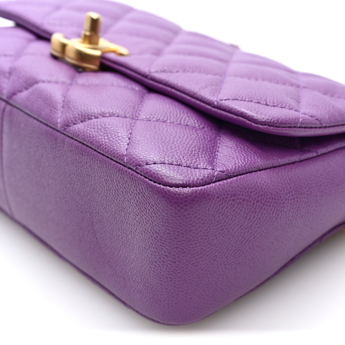 Shiny Caviar Quilted Large Chain Melody Flap Purple