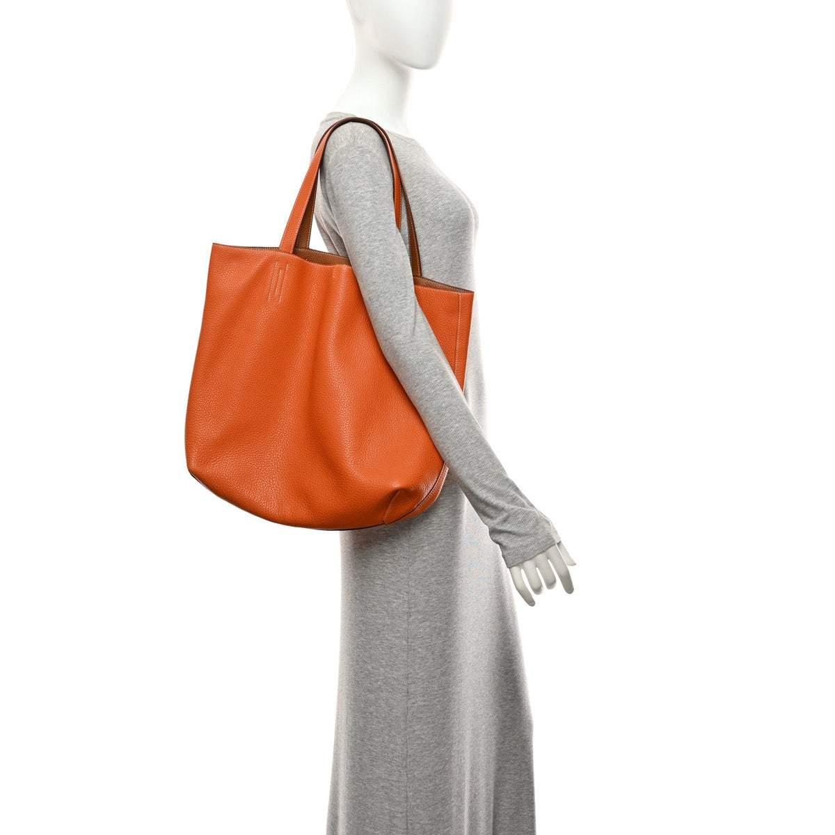 Taurillon Clemence Double Sens 45 Reversible Tote Orange Gold