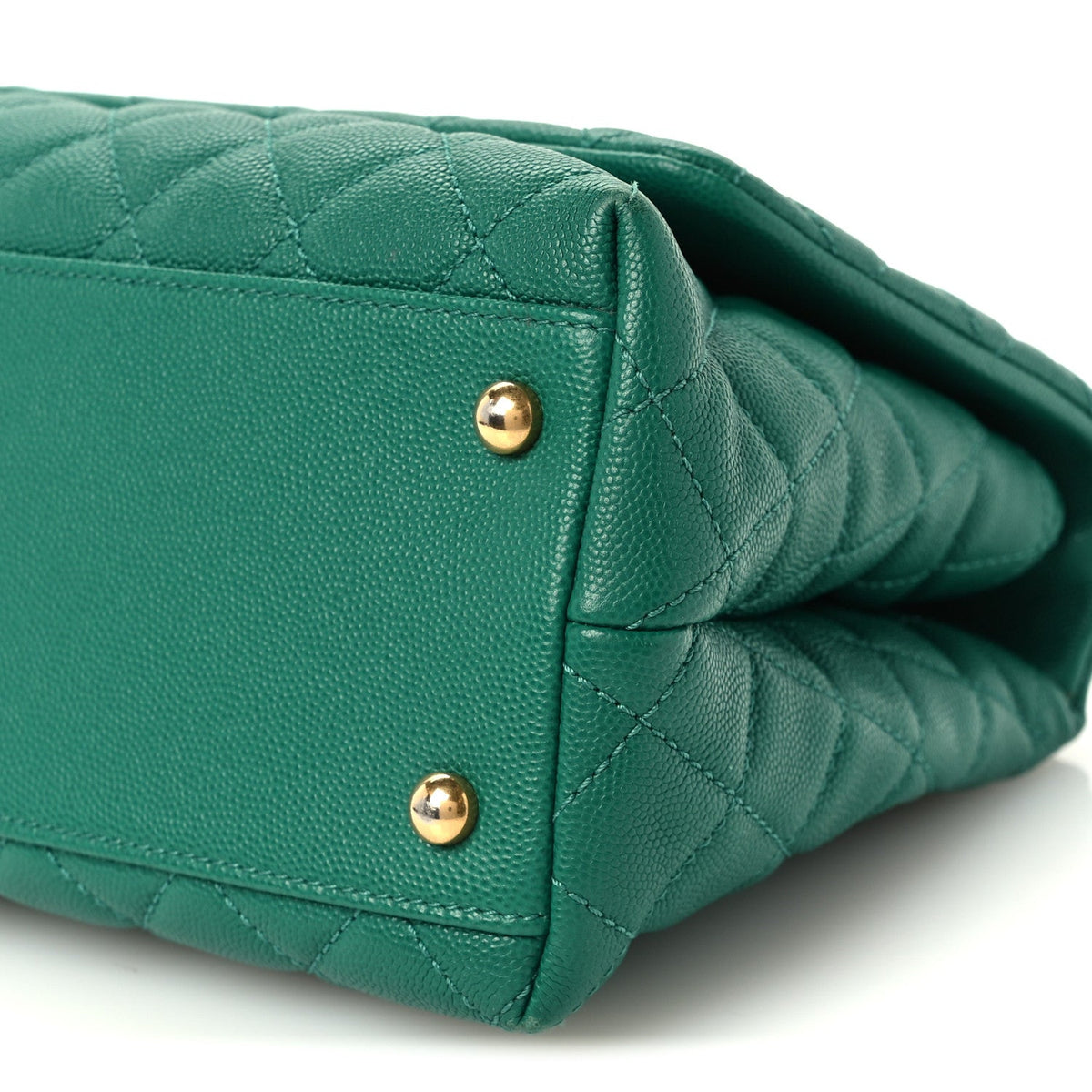 Caviar Quilted Small Coco Handle Flap Green