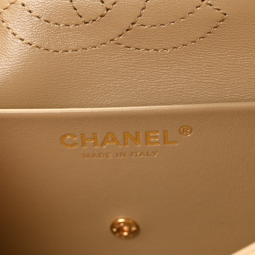 Suede Calfskin Mini Souplissimo Flap Dark Beige