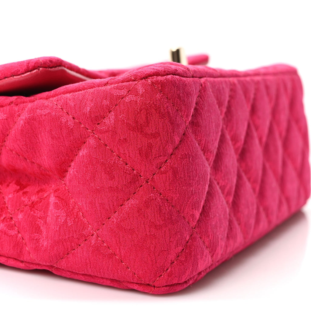 Satin Quilted CC Mini Rectangular Flap Dark Pink