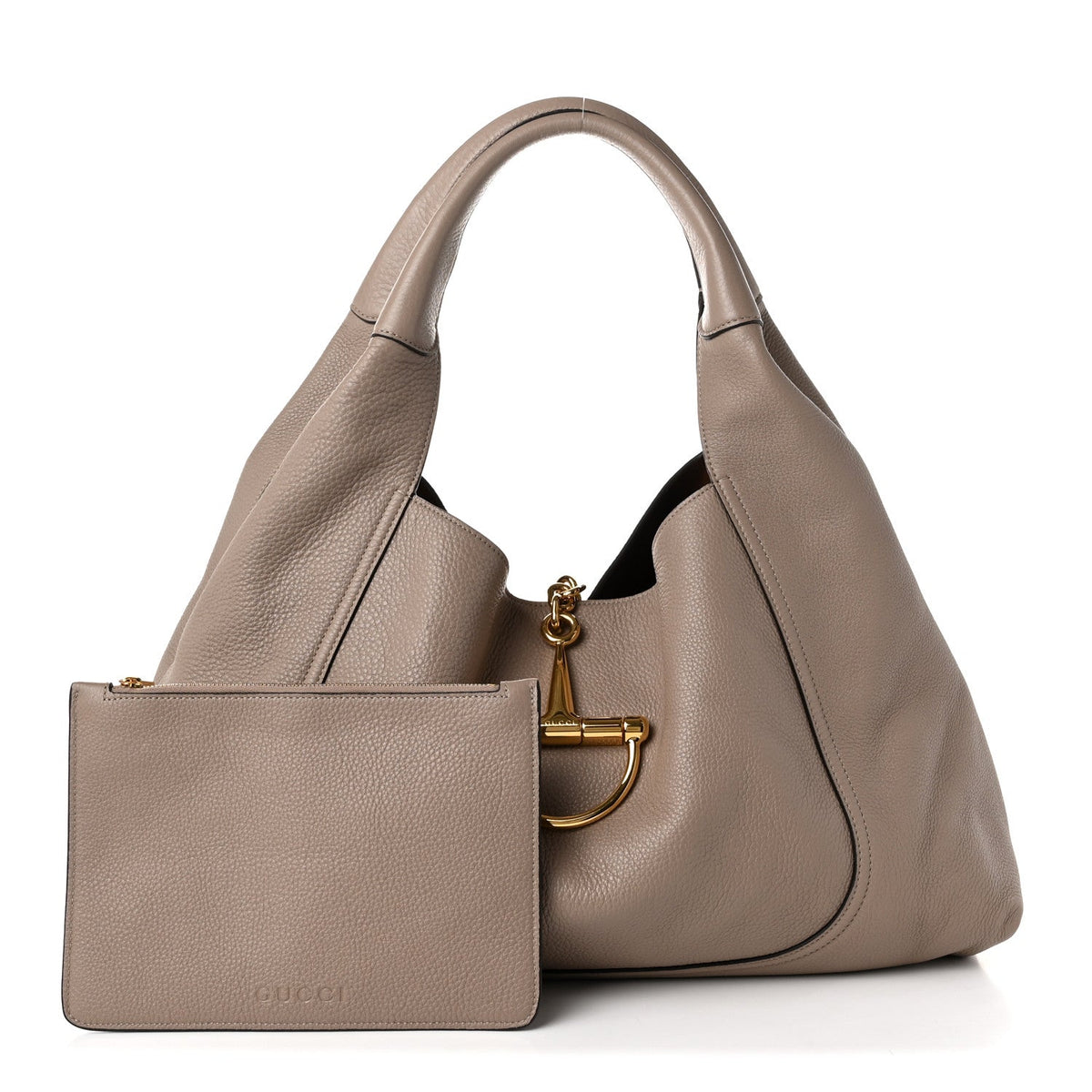 Grained Calfskin Softbit Maxi Shoulder Bag Taupe