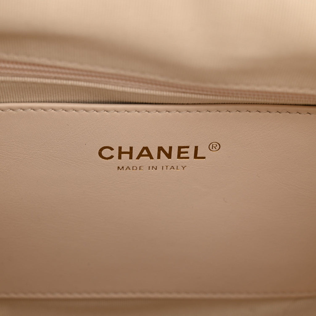 Calfskin Quilted Small Maxi Chain Hobo White