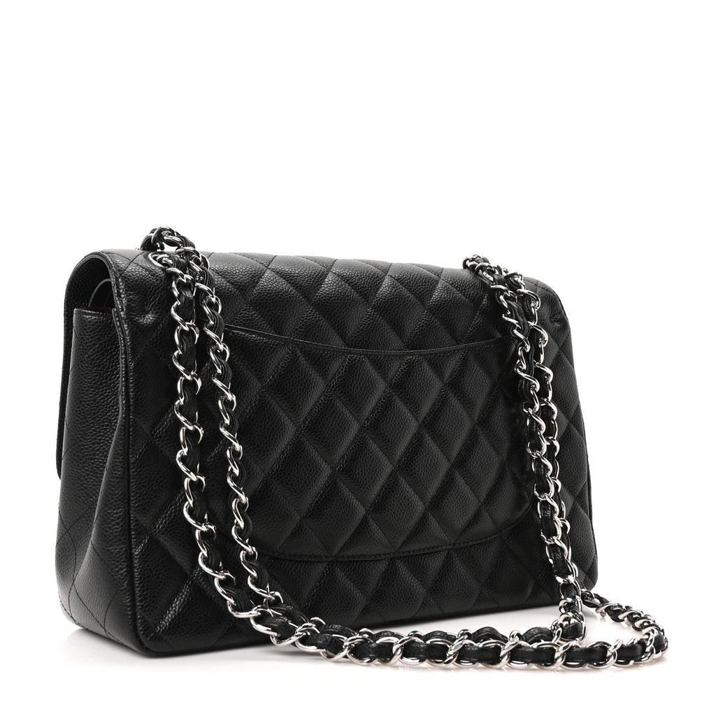 Caviar Quilted Jumbo Double Flap Black