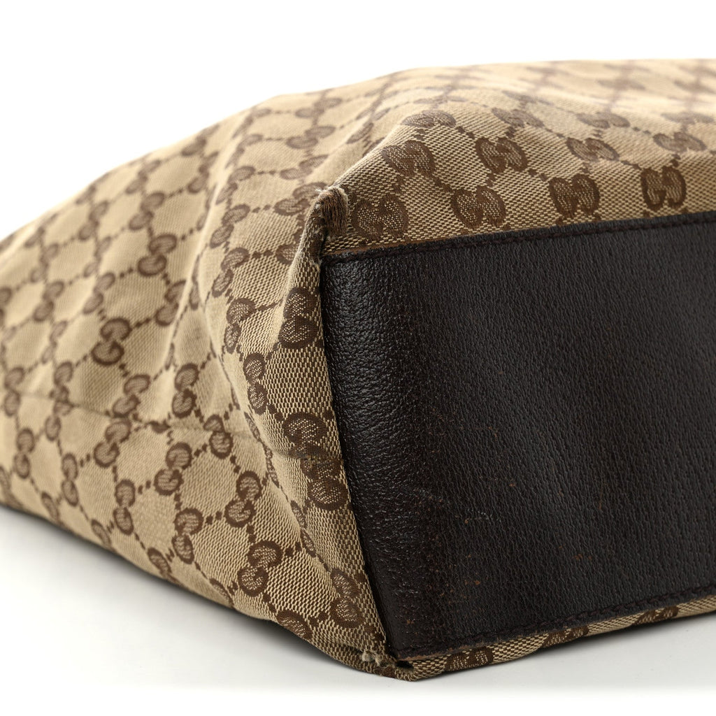 GG Monogram Large Web Handle Vertical Tote Dark Brown