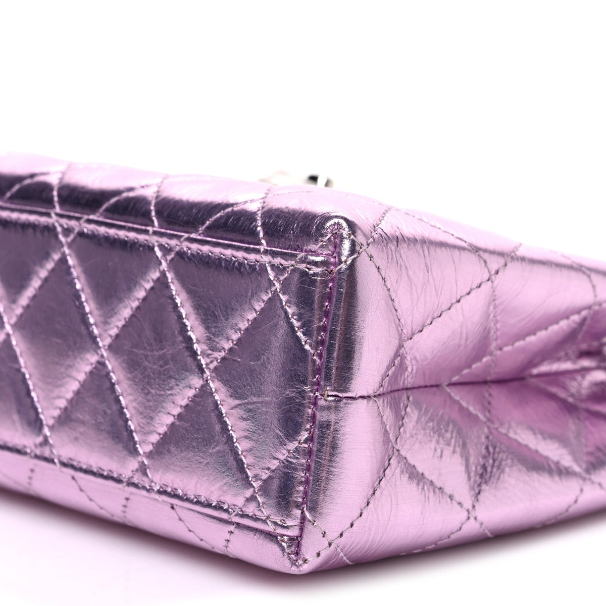 Metallic Aged Calfskin Quilted Nano Kelly Shopper Pink