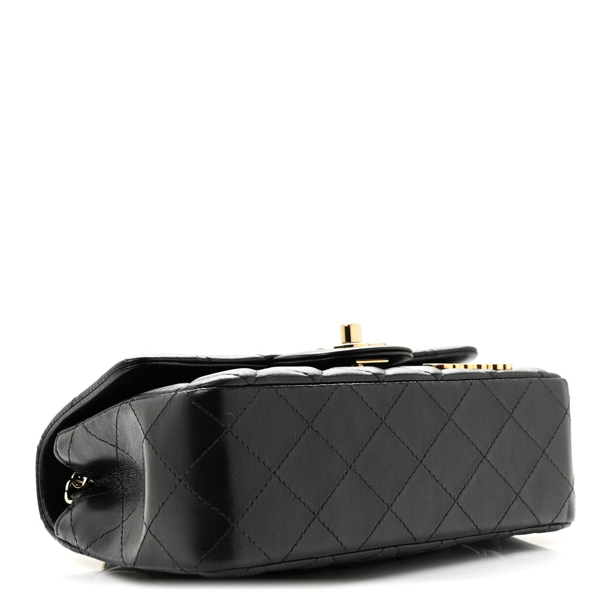 Lambskin Quilted Hollywood Charms Mini Rectangular Flap Black