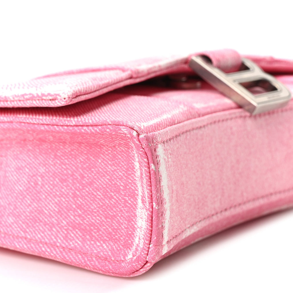 Nappa Denim Printed Hourglass Chain Bag Denim Pink