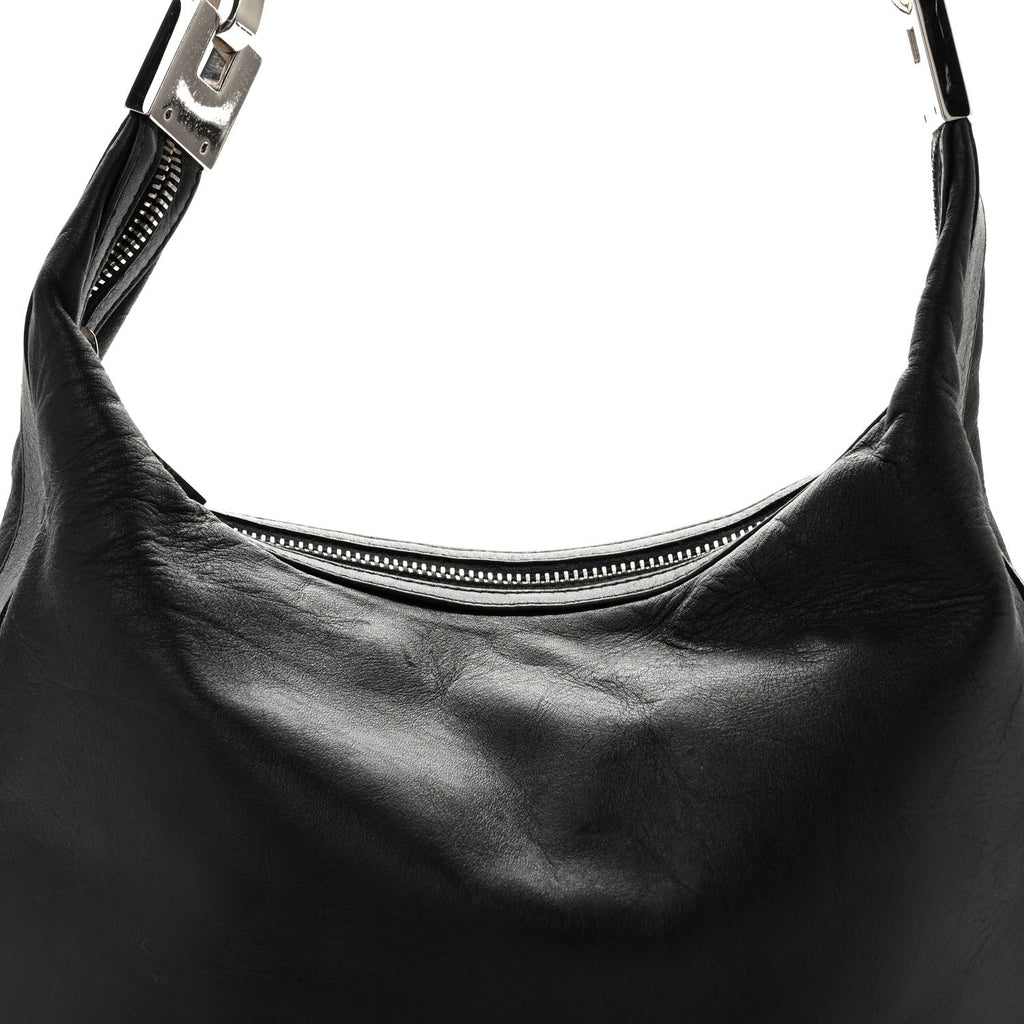 Calfskin GG Small Clasp Hobo Black