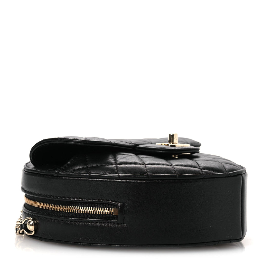 Lambskin Quilted Large CC In Love Heart Bag Black