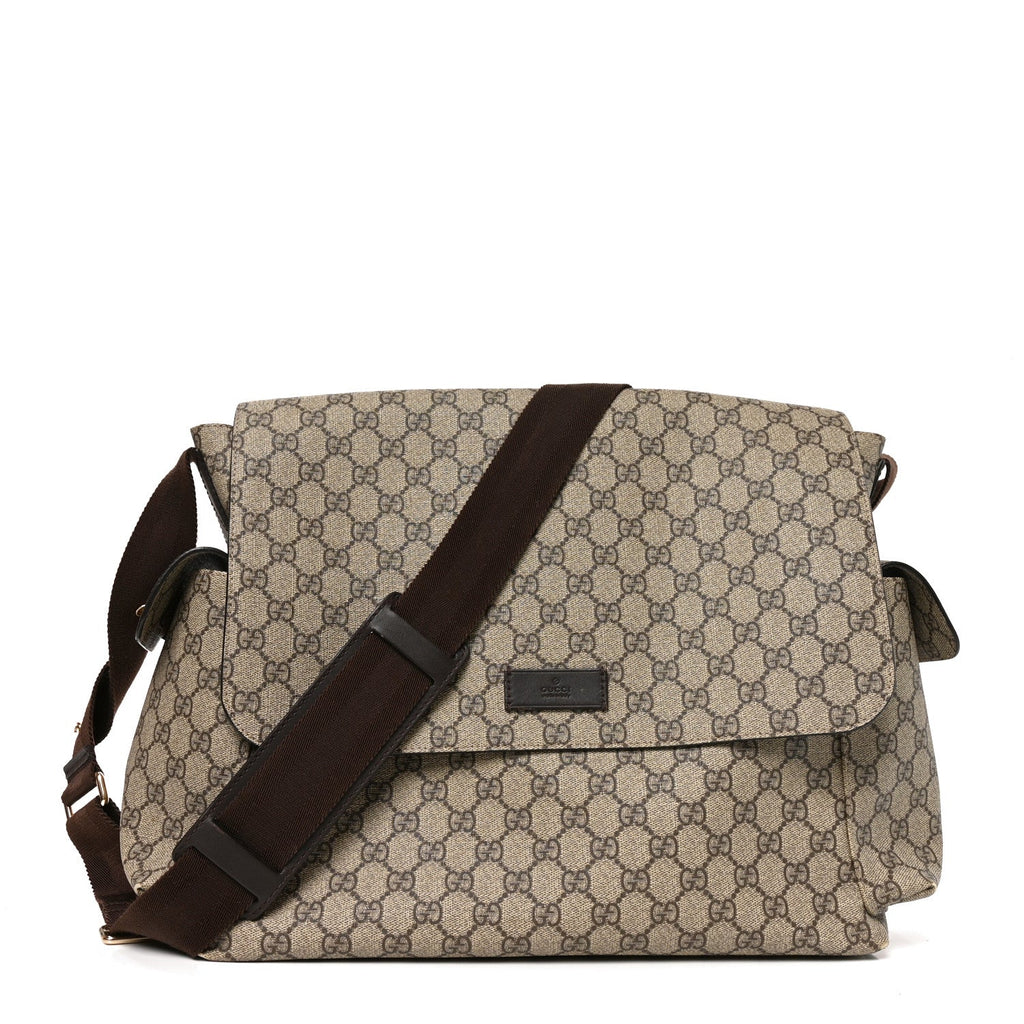 GG Plus Monogram Messenger Diaper Bag Dark Brown