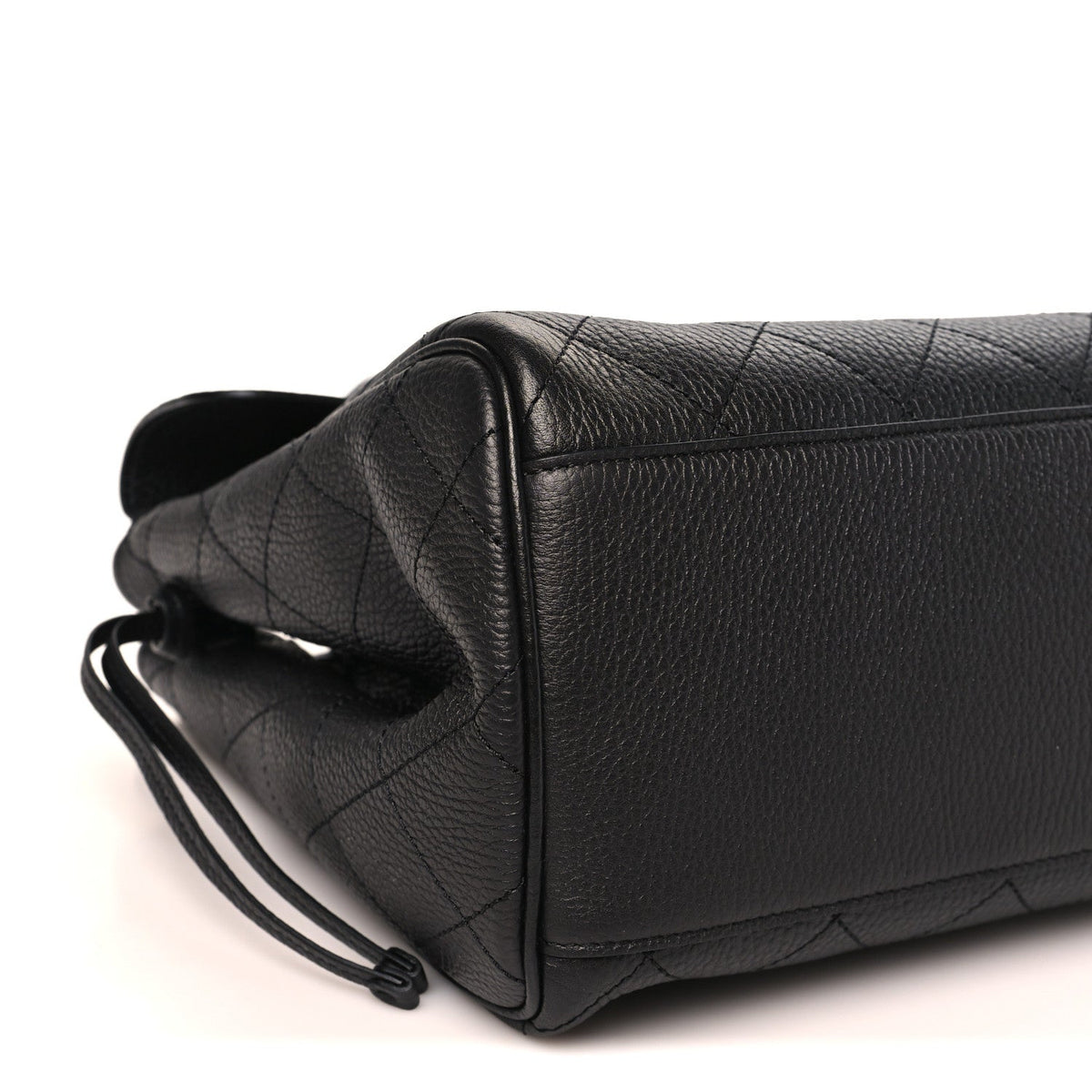 Grained Calfskin Stitched Urban Essentials Shopping Bag Black