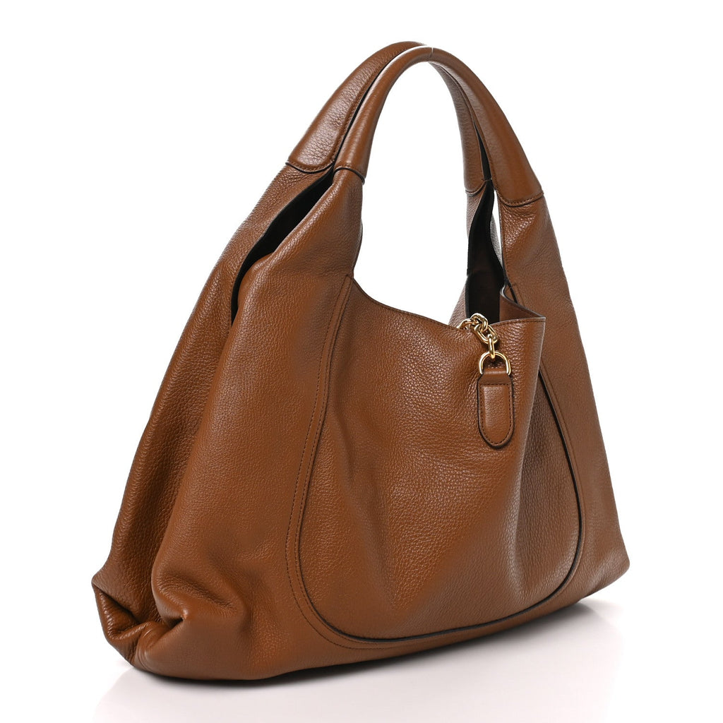 Grained Calfskin Softbit Maxi Shoulder Bag Brown