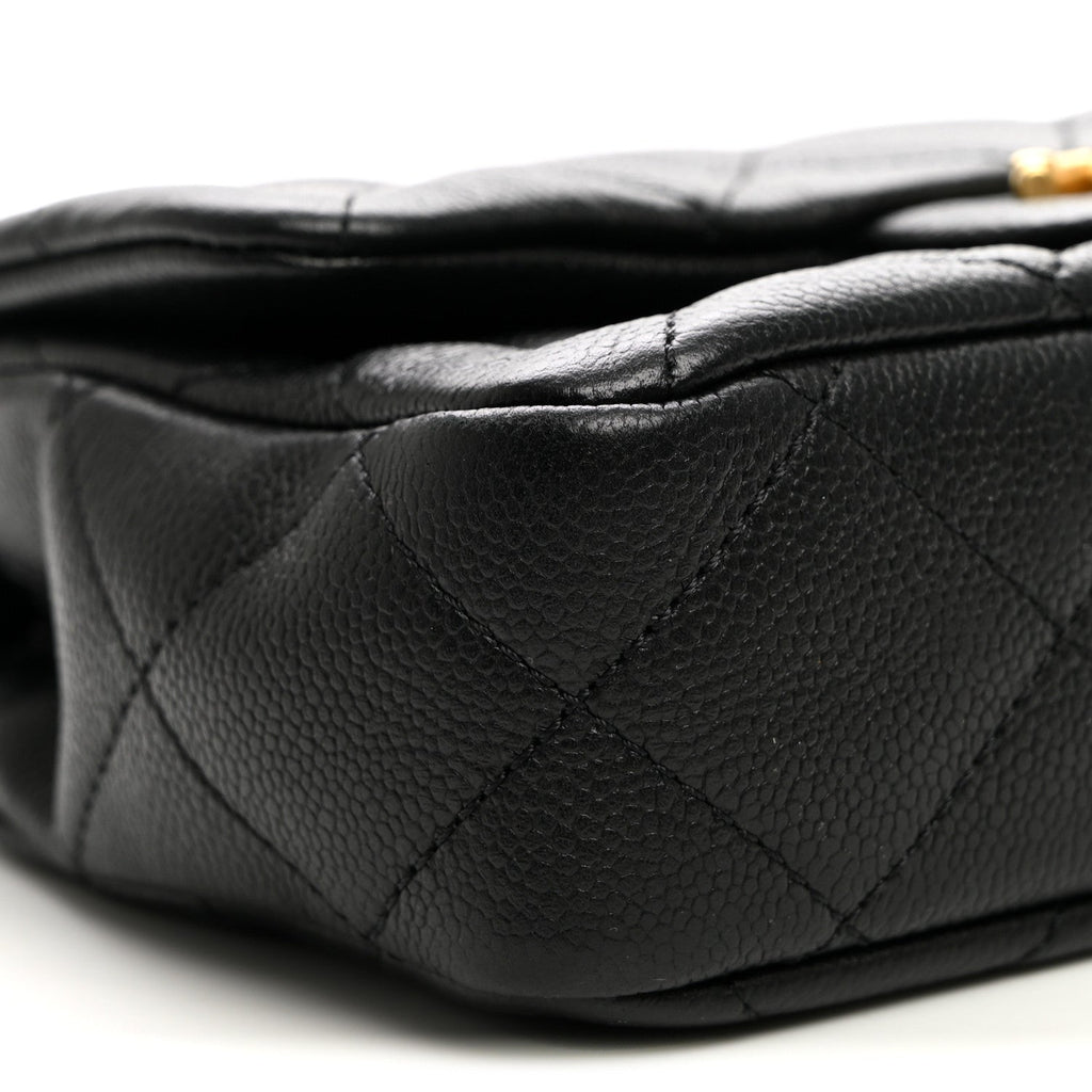 Caviar Quilted Mini Sweetheart Rectangular Flap Black