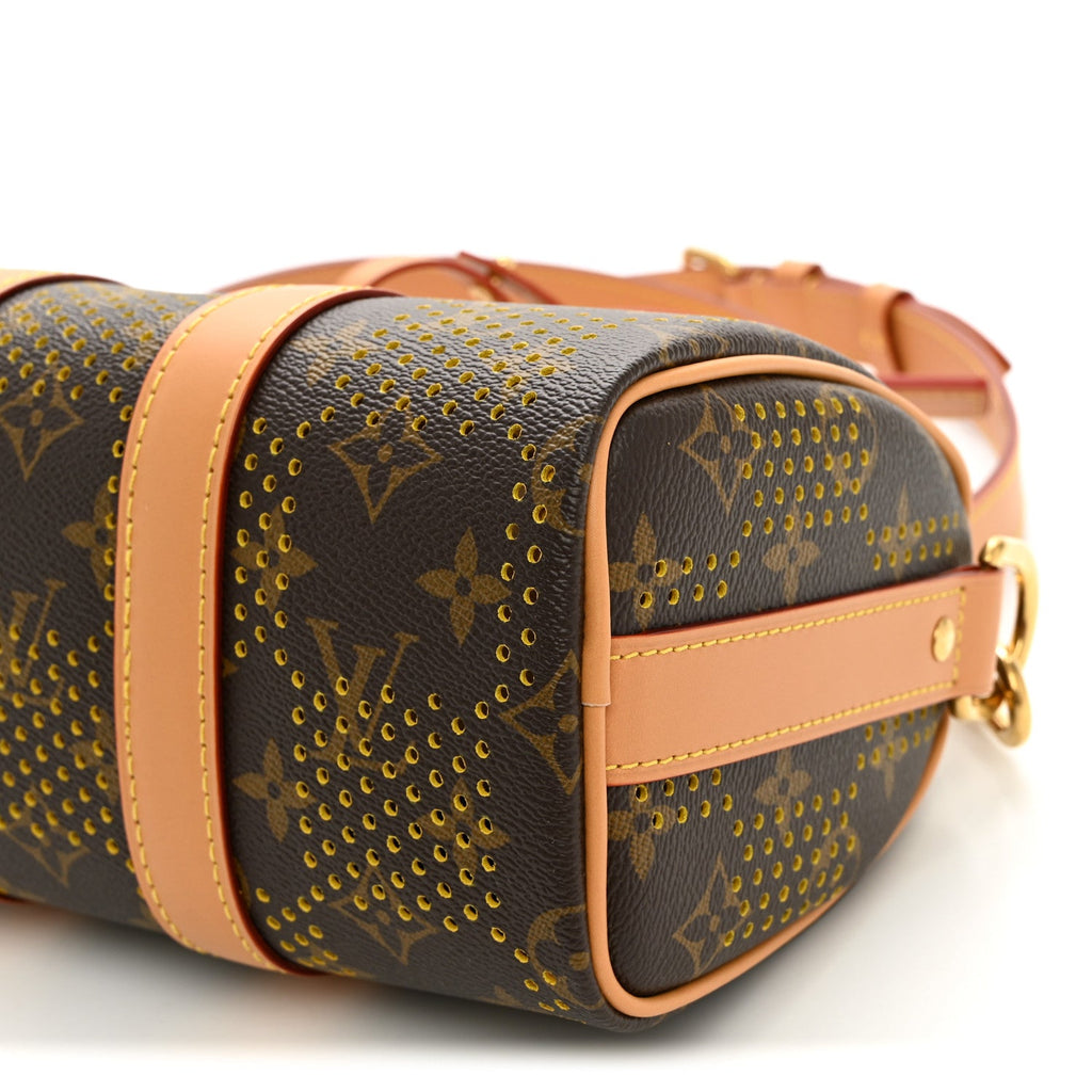 Grid Perforated Monogram Heritage Keepall Bandouliere 25 Yellow