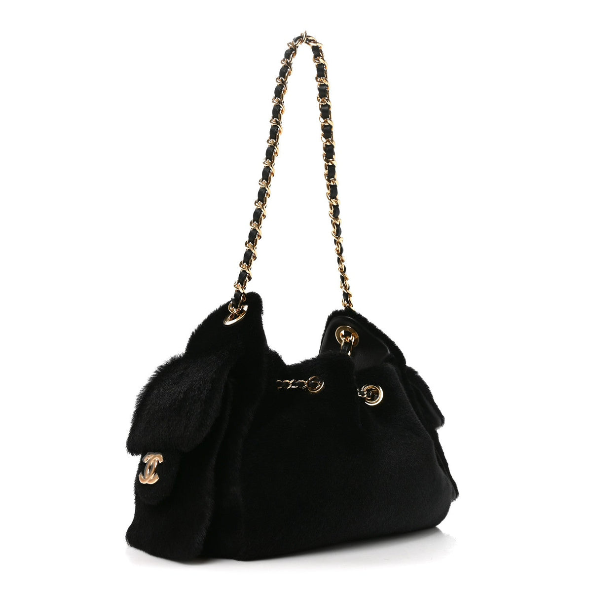 Pony Hair Mini Chanel 25 Handbag Black