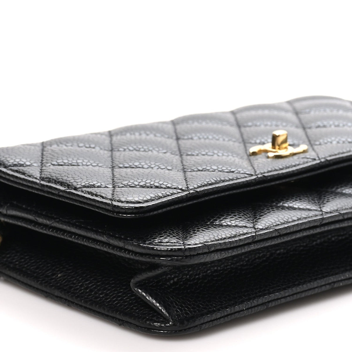 Caviar Quilted CC Turnlock Wallet On Chain WOC Black