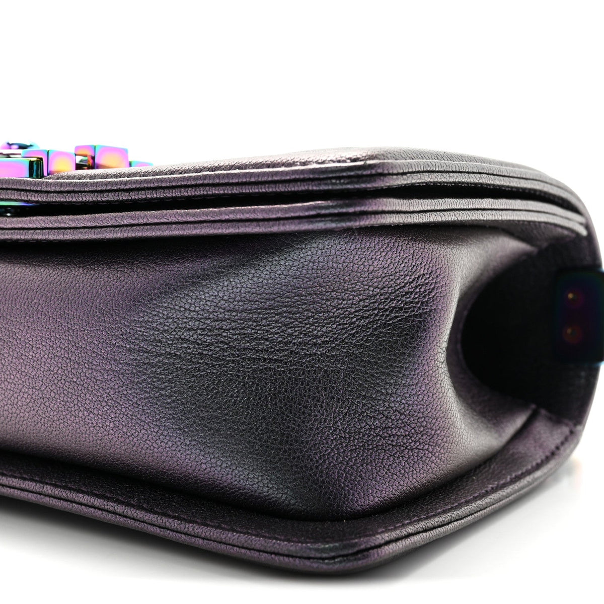 Iridescent Goatskin Quilted Small Boy Flap Purple