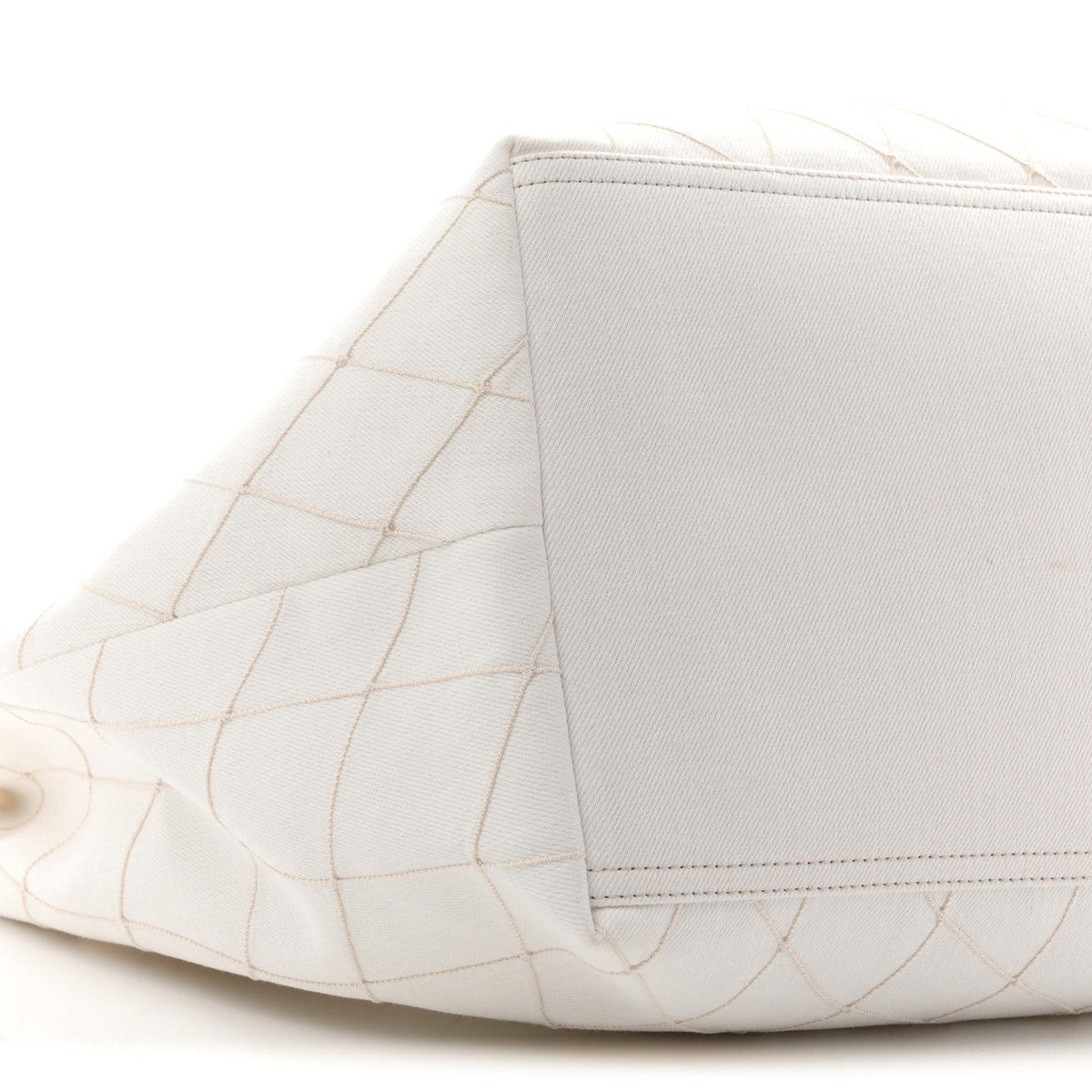 Denim Calfskin Quilted Coco Beach Small Shopping Tote White Black