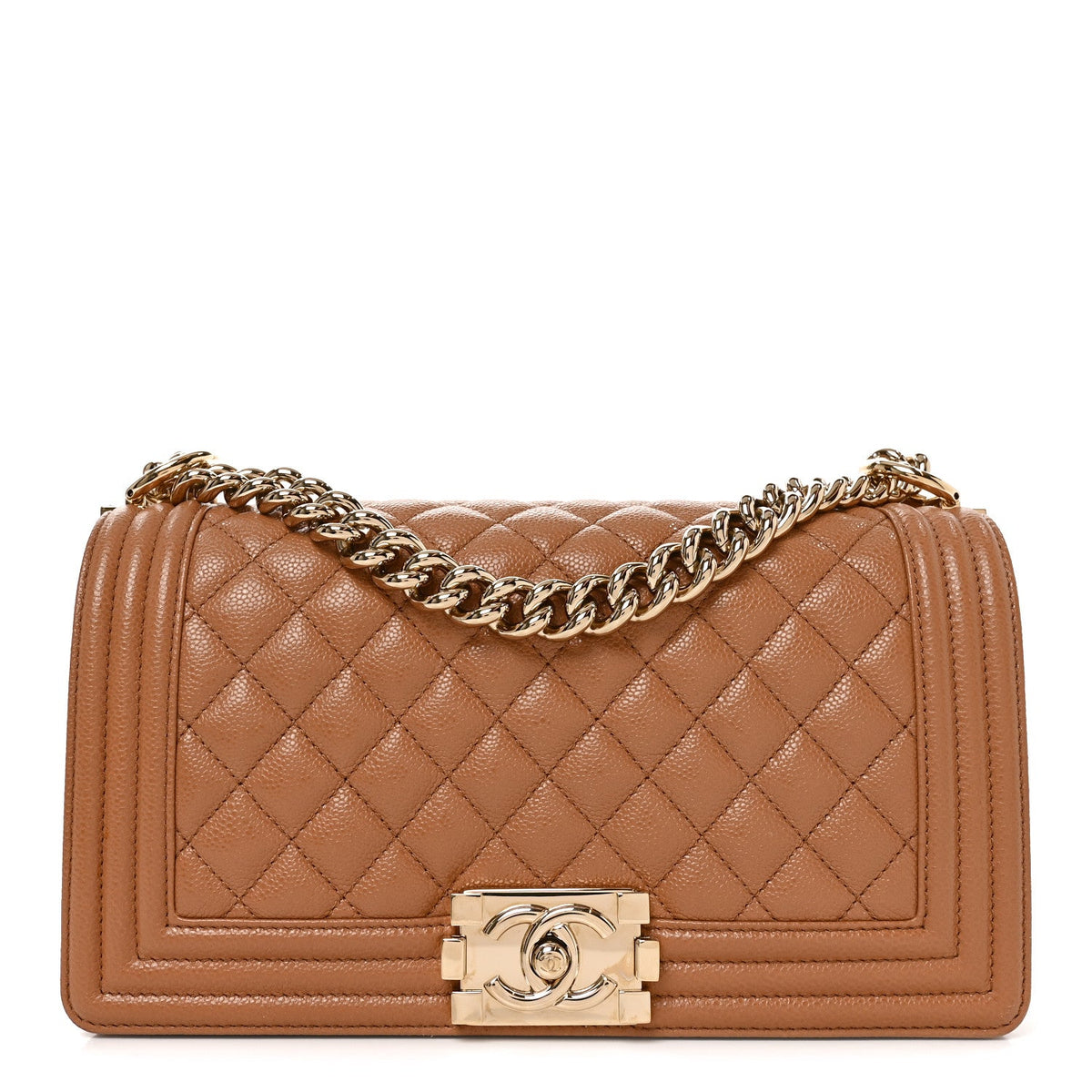 Caviar Quilted Medium Boy Flap Brown