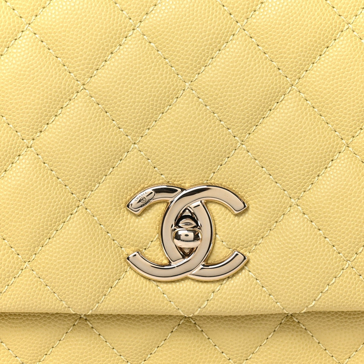 Caviar Quilted Small Coco Handle Flap Yellow