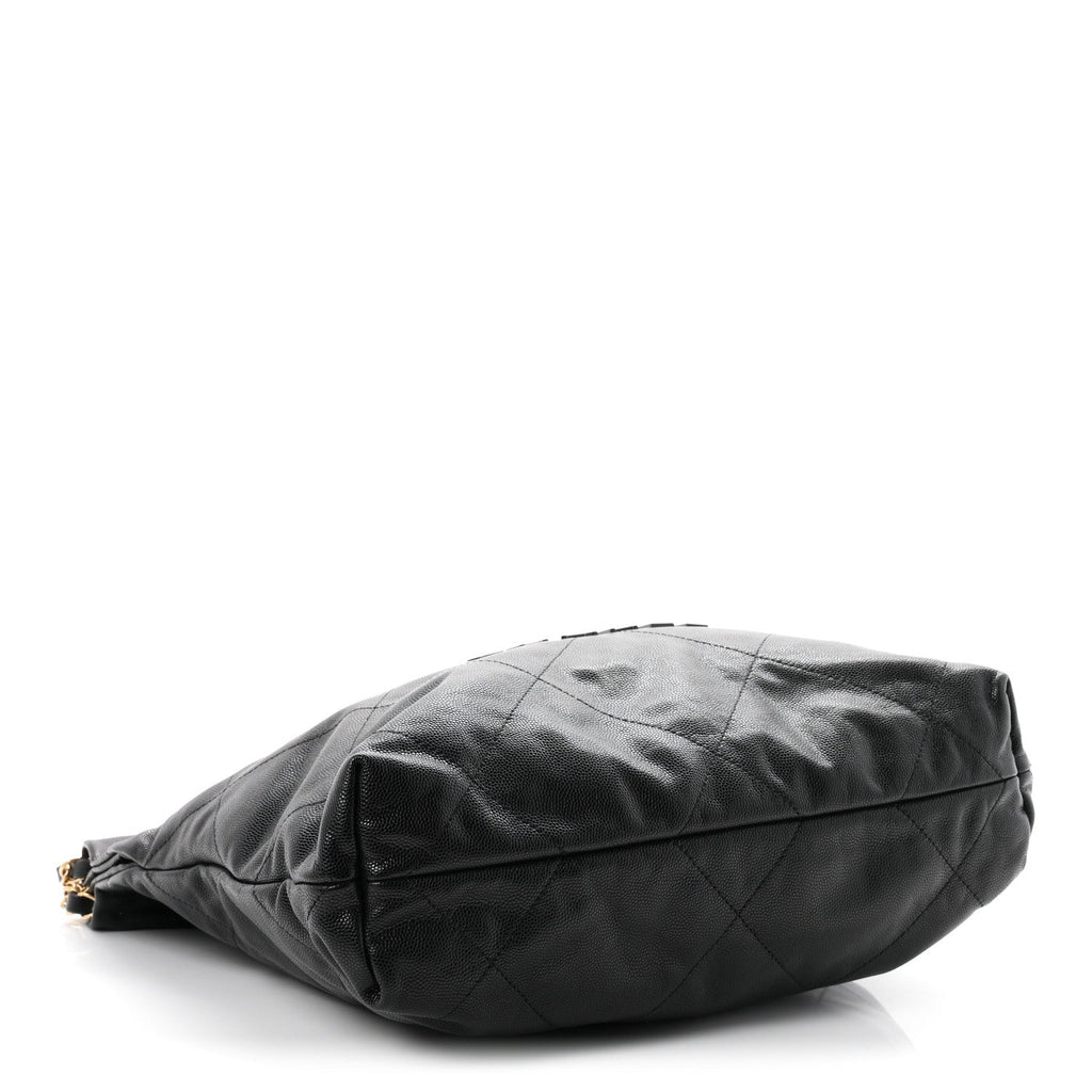 Shiny Caviar Quilted Monochrome Small Chanel 22  Black