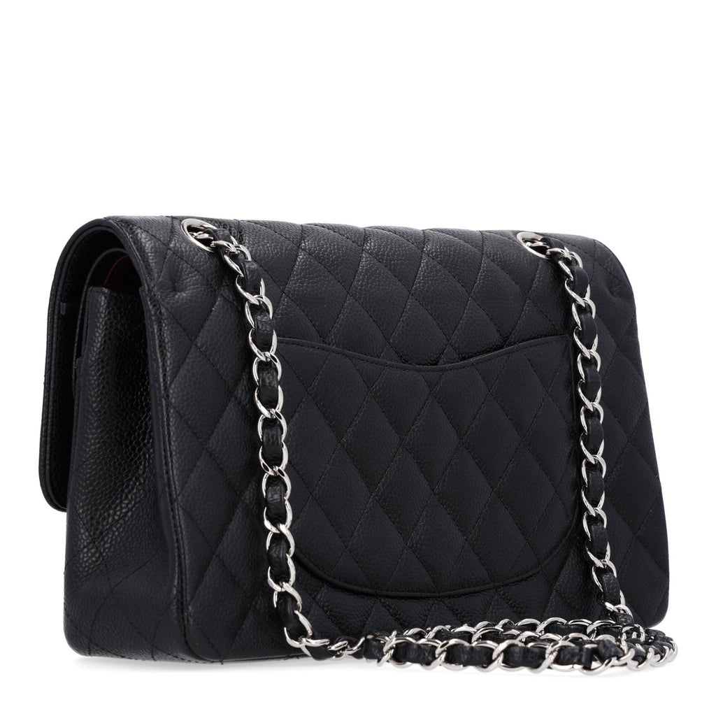 Caviar Quilted Medium Double Flap Black