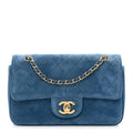Suede Calfskin Mini Souplissimo Flap Blue