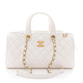 Caviar Quilted Large Bowling Bag White