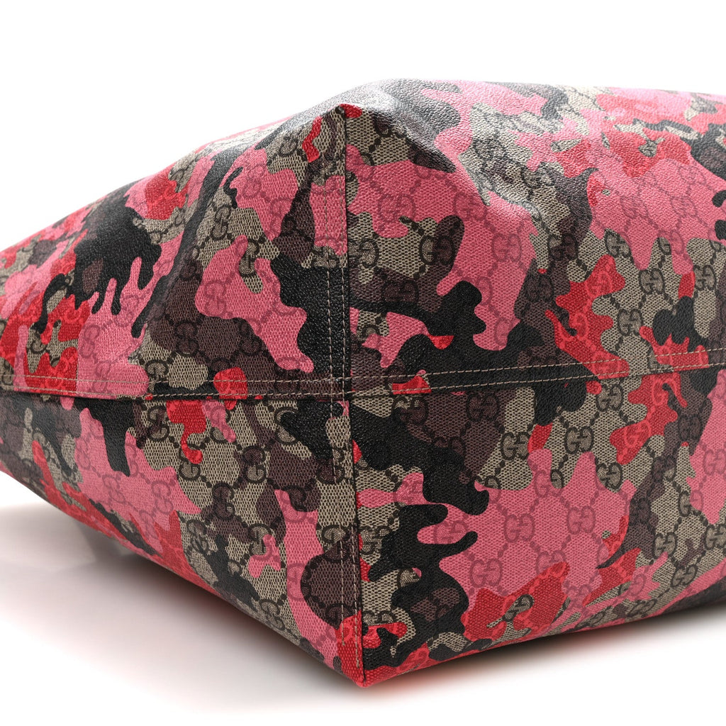 GG Supreme Monogram Camouflage Tote  Pink Red