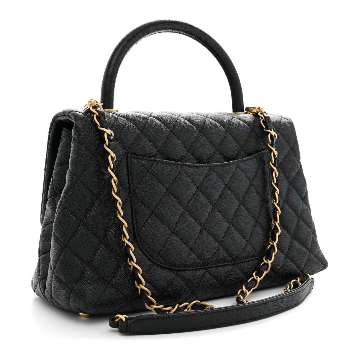 Caviar Quilted Small Coco Handle Flap Black