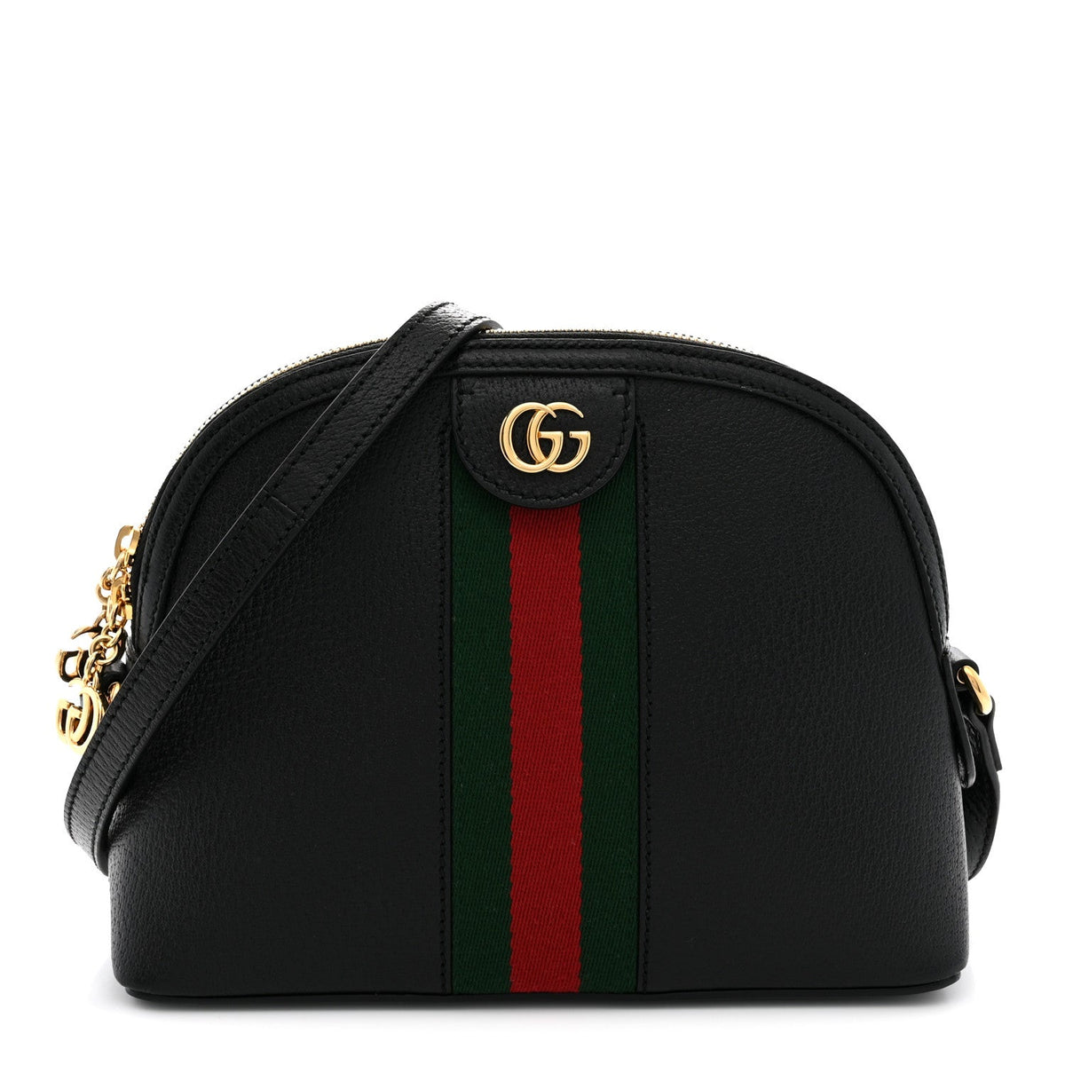 Calfskin GG Web Small Ophidia Dome Shoulder Bag Black