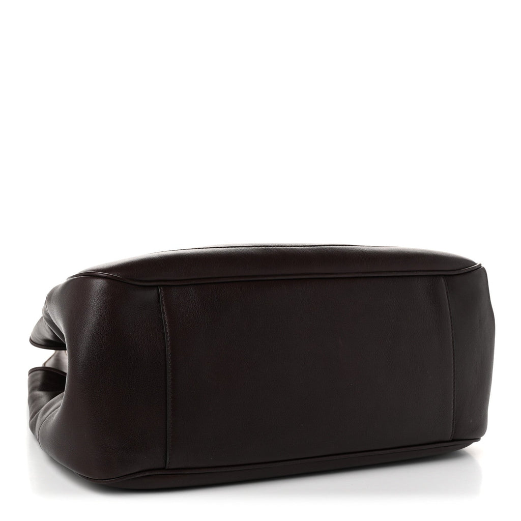Soft Calfskin Medium Mercato Tote Bag Dark Brown
