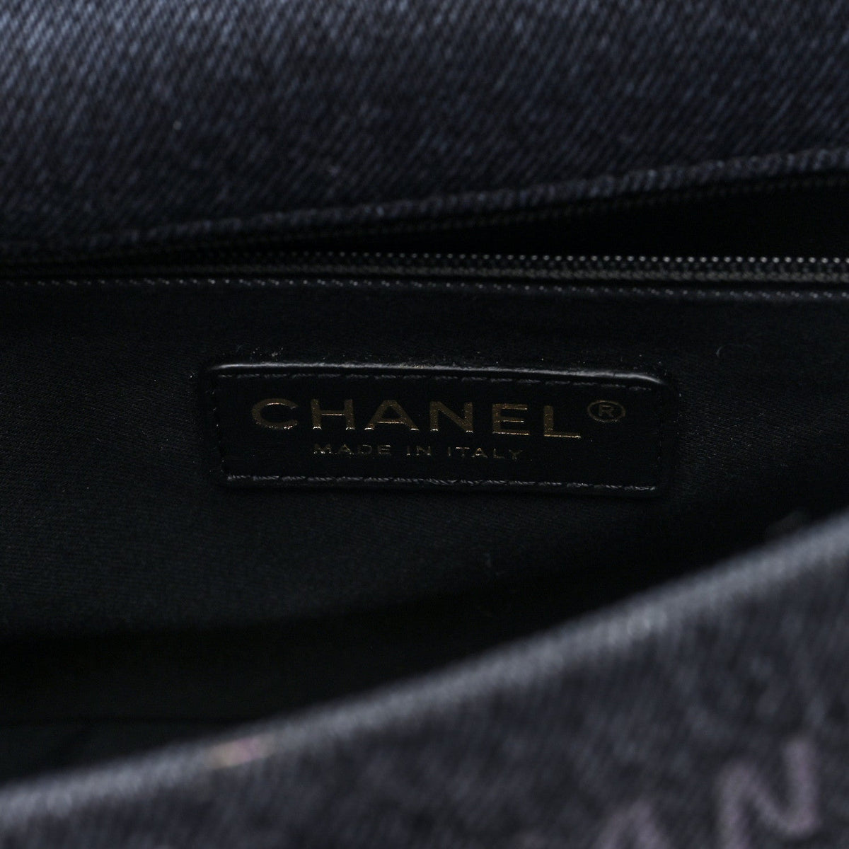 Denim Quilted Denim Mood Large Flap Black Multicolor