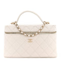 Caviar Quilted Top Handle Slim Vanity With Chain White