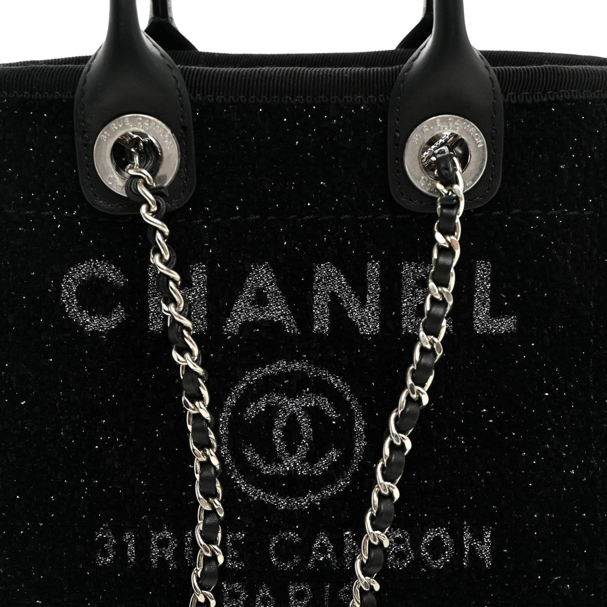 Lurex Canvas Mini Deauville Tote Black