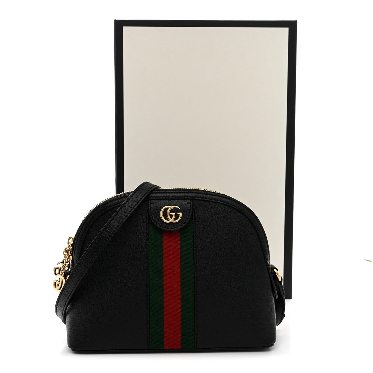 Calfskin GG Web Small Ophidia Dome Shoulder Bag Black