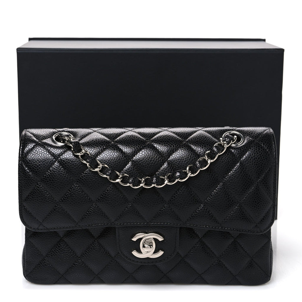 Caviar Quilted Small Double Flap Black