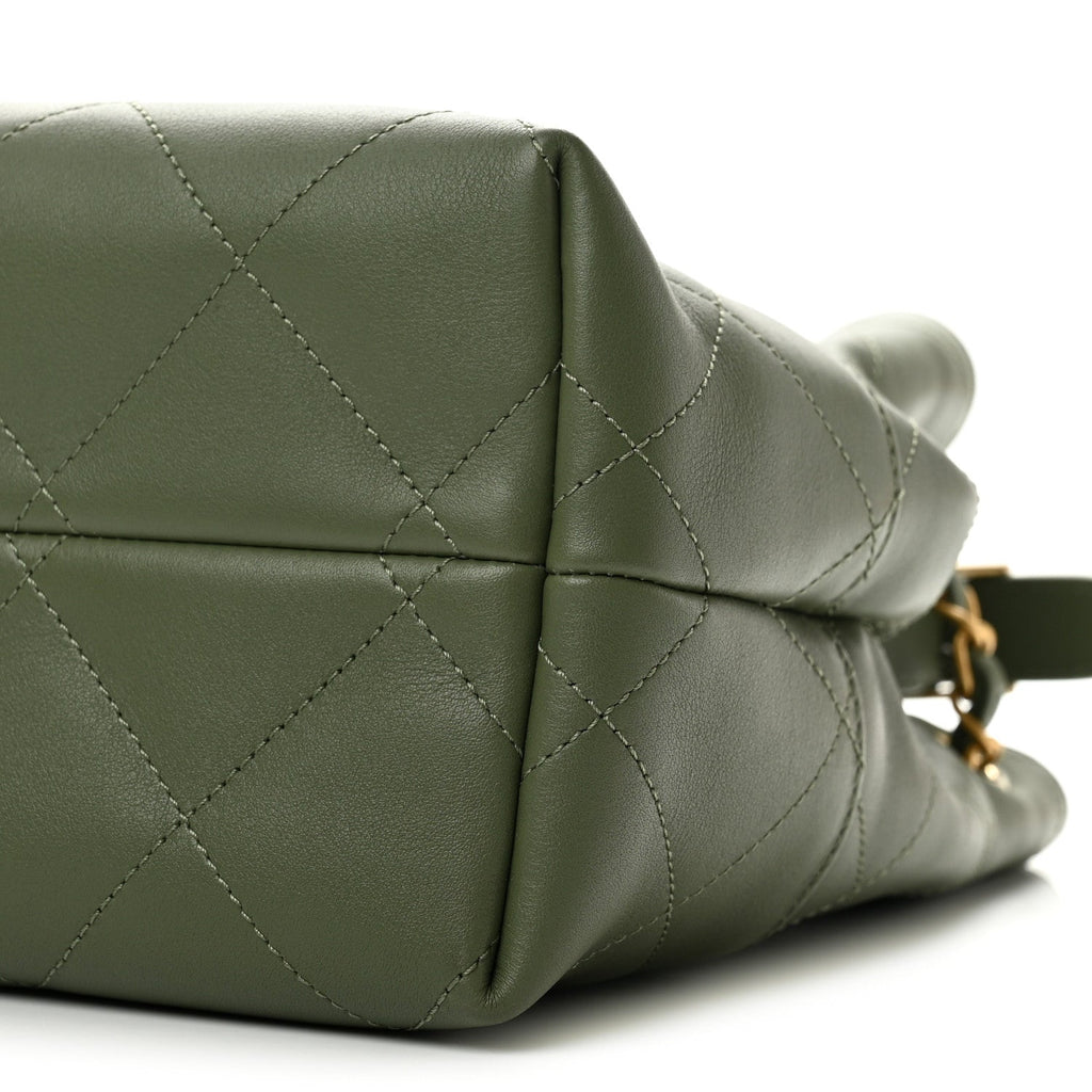 Calfskin Quilted Small Coco Base Shopping Bag Khaki