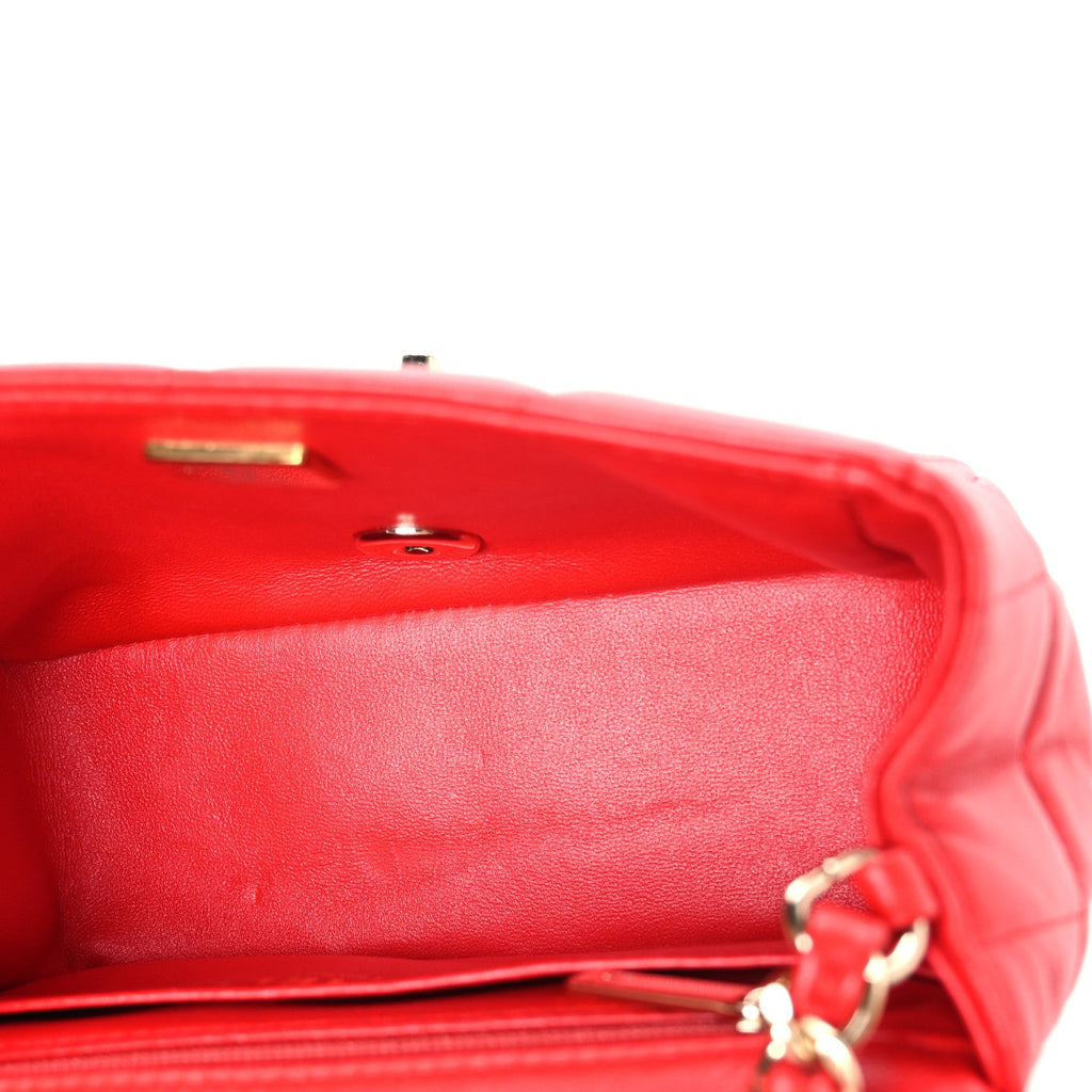 Lambskin Resin Crystal Square Quilted Monacoco Mini Flap Red
