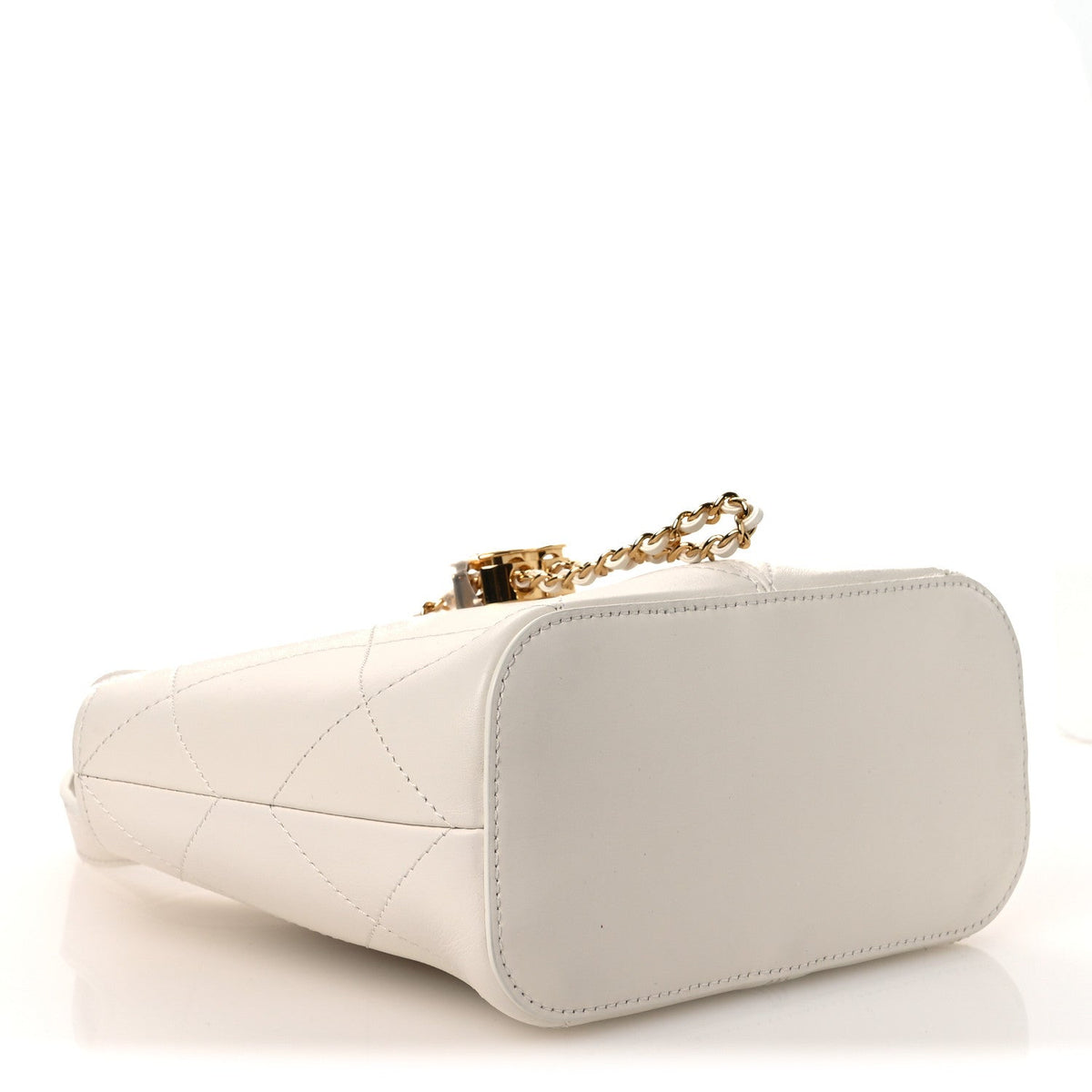 Calfskin Quilted Small Shopping Bag White
