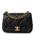 Lambskin Quilted Pearl Mini Flap Black