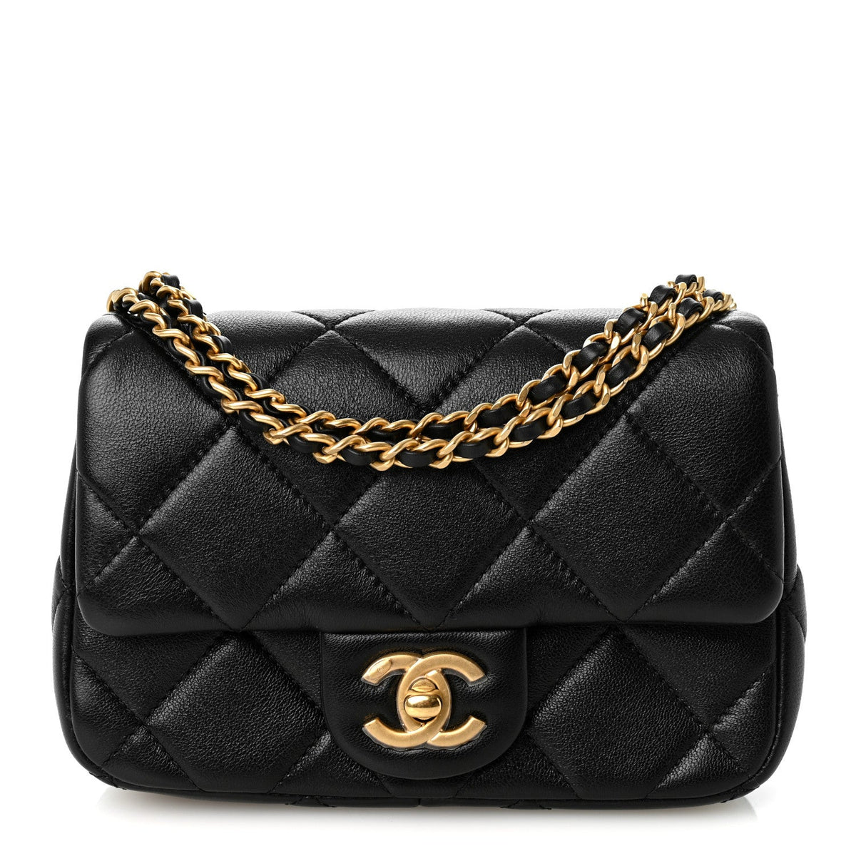 Lambskin Quilted Pearl Mini Flap Black